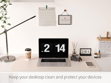 Килимок для миші RENMTURE двосторонній: Корк + PU-шкіра, 80x40 см, для офісу та дому, захист столу, антиковзкий, водостійкий, персиковий