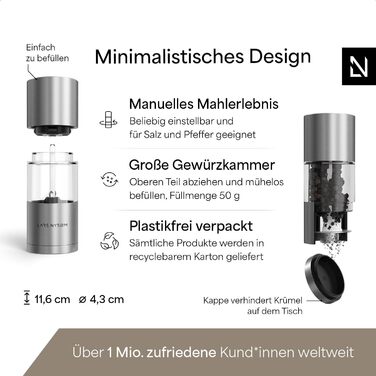 Набір для солі та перцю Lars Nysøm з нержавіючої сталі з регульованою керамічною жорнавою системою (2 шт.)