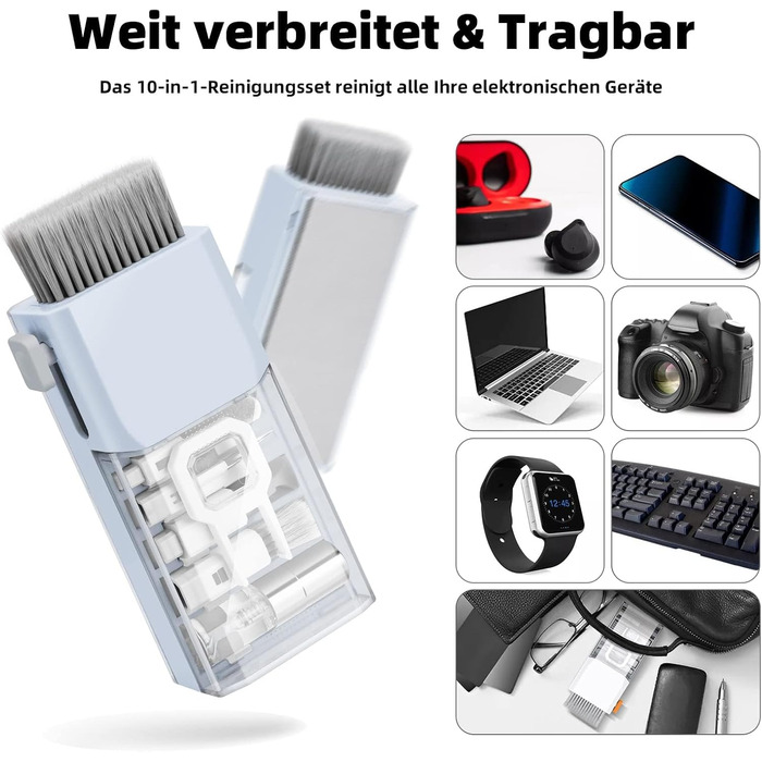 Набір для чищення клавіатури та ноутбука Ordilend: щітка, очищувач для MacBook, телефону, планшета, комп'ютера. Легкий у використанні та транспортуванні. Бренд Moranti, колір блакитний