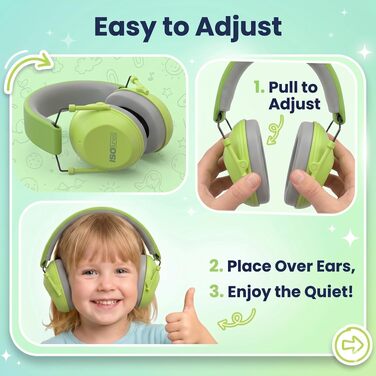 Дитячі шумопоглинаючі навушники ISOtunes Junior Defender для концертів, феєрверків та спортивних заходів, колір зелений