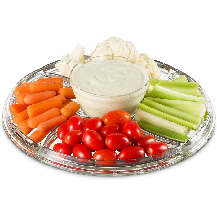 Торцеваний стіл Godinger з кришкою-куполом, 6-в-1, італійський кришталь, для тортів, салатів та фруктів