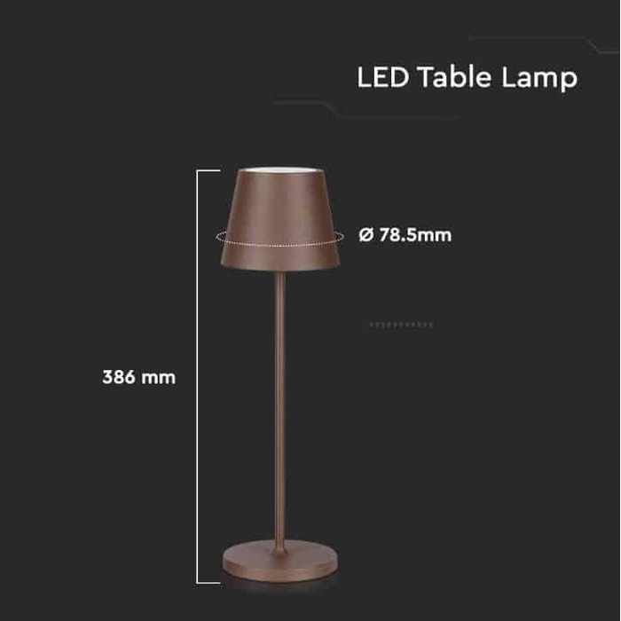 LED-лампа настільна V-TAC VT-7522 бездротова диммерна з сенсорним керуванням, акумулятор 4400 mAh, тепле світло 3000K, IP54 для дому та вулиці
