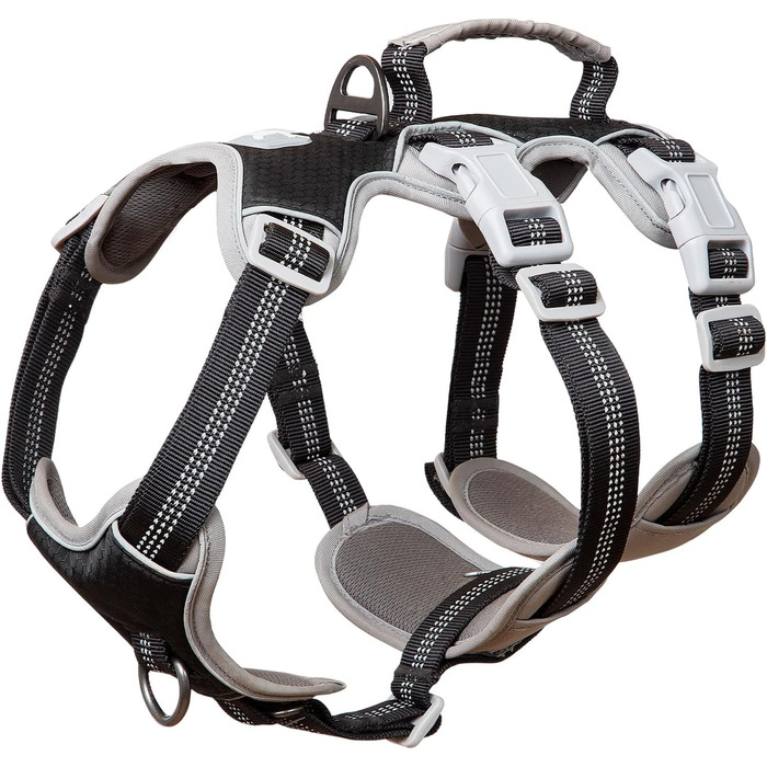 Нашийник для собак Huntboo, великі породи, анти-злам, світловідбиваючий, водонепроникний, регульований, для прогулянок та бігу (Чорний, L, упаковка з 1)