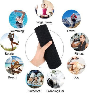 Рушник мікрофібра Sunland: спортивний, для подорожей, 40x80 см, чорний, швидковисихаючий