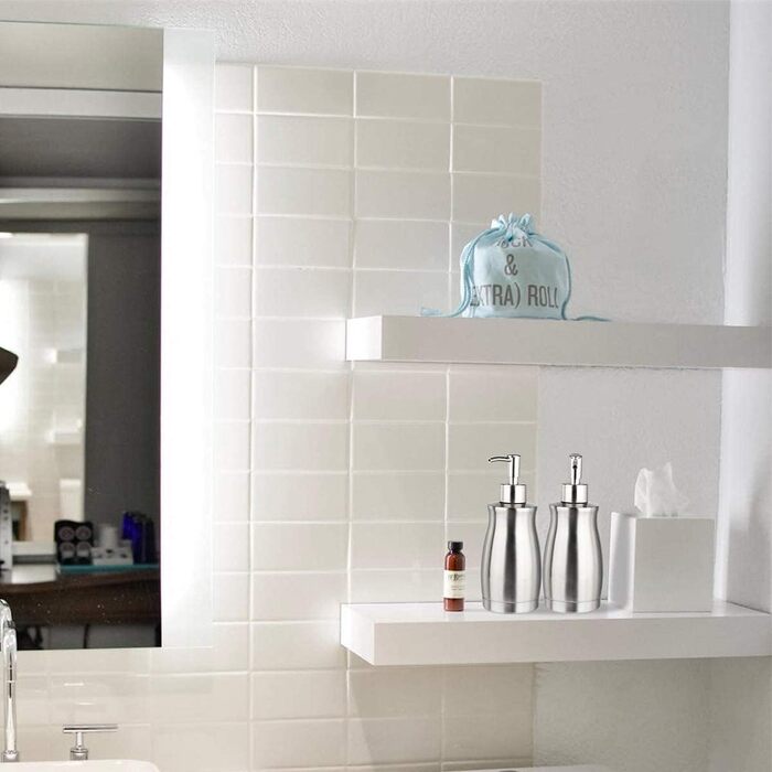 Дозатор для мила ARKTEK з нержавіючої сталі, 400 мл, 2 помпи, щітка, багаторазовий, для мила, шампуню, гелю для душу, миючого засобу, кухня, ванна кімната