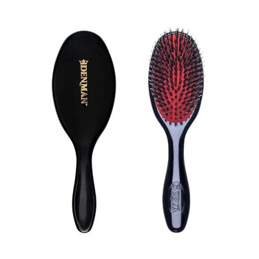 Щітка для волосся Denman Cushion Brush (Small) з м'якими нейлоновими щетинками та щетиною кабана - для розчісування, розплутування, випрямлення, сушіння феном та освіження волосся – чорна, P081S