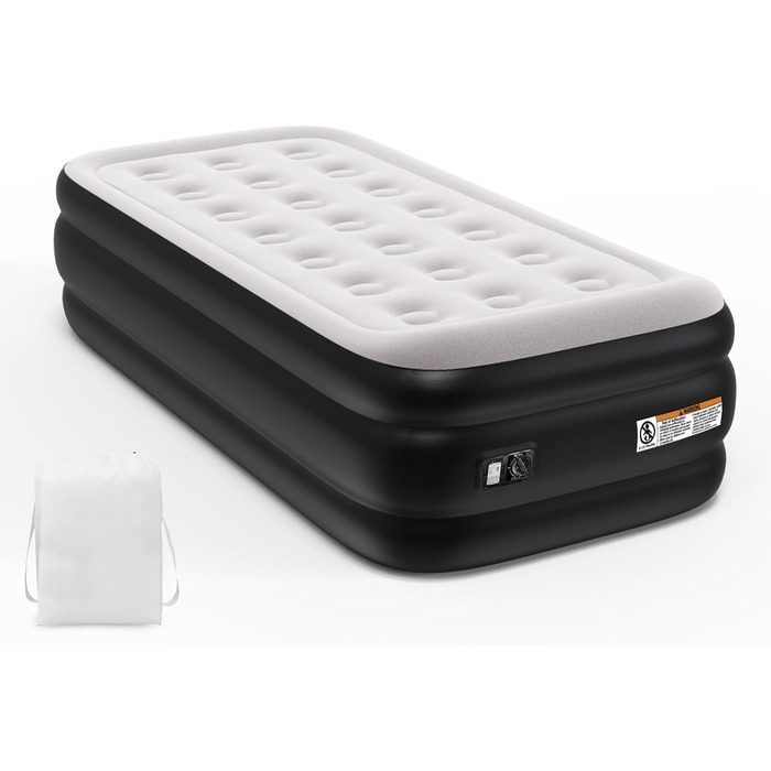 Надувний матрац односпальний з електричним насосом (Чорний, Twin)