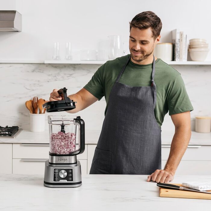 Ninja Foodi Power Nutri Mixer Smoothie Maker 3-in-1, thick spreads & frozen drinks, automatic programs, 2.1L pitcher, 700ml cup & 400ml bowl with Power Paddle, 1200W, Silver CB350EU 3-in-1 Mixer, 1200W