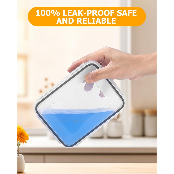 Набір контейнерів для зберігання продуктів 24 шт. з кришкою, герметичні, для кухні, 1L/0.84L/0.7L/0.55L/0.35L