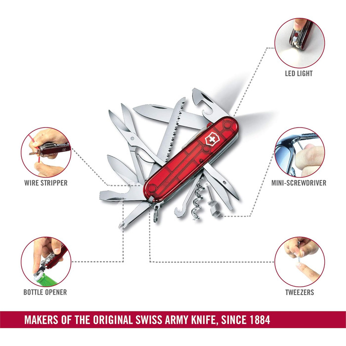 Мультитул Victorinox Huntsman Lite: Швейцарський ніж з 21 функцією, включаючи штопор та міні-викрутка 1.5 мм