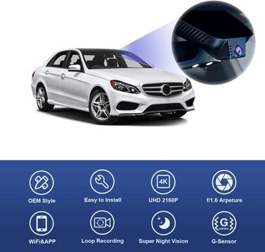 Відеореєстратор Fitcamx для Mercedes-Benz E-Class (W212, 2010-2016) 4K WiFi з картою 64GB