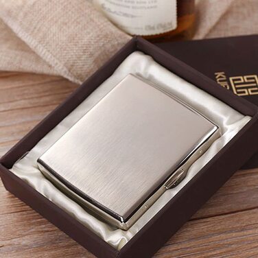 Металеве тютюнотримач для 20 сигарет з гравіюванням та дизайном для чоловіків та жінок, срібляний