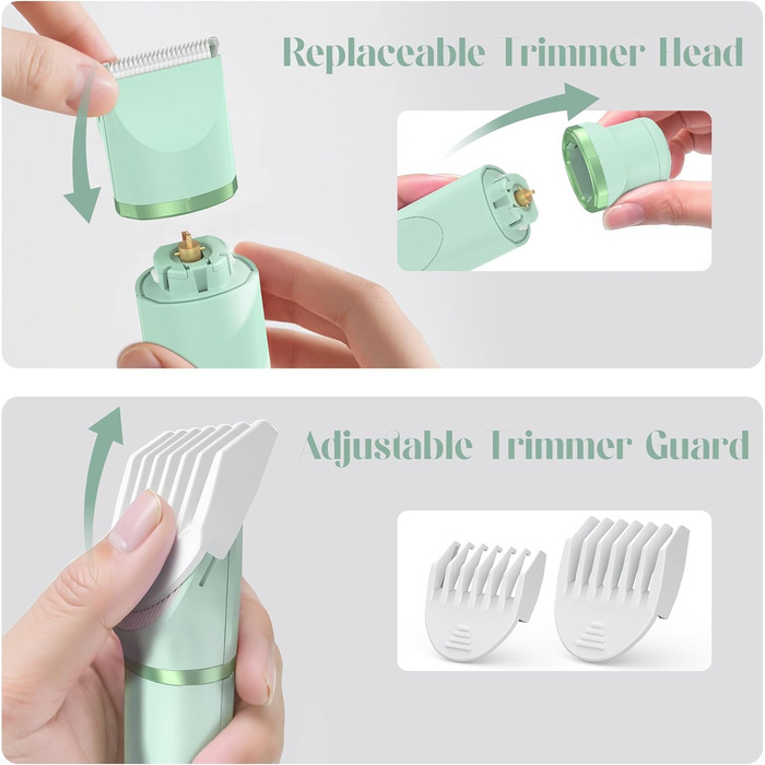 Електричний тример для бікіні для жінок, безболісний жіночий тример, акумуляторний, водонепроникний IPX7, для ніг, пахв, інтимної зони