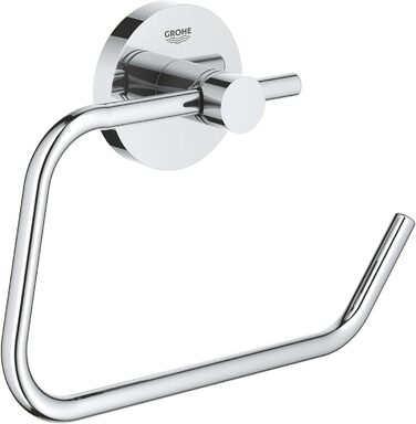 GROHE Essentials Toilet Paper Holder - Adhesive, No Cover, Chrome Finish