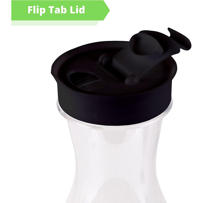 Party Bargains Plastic Carafe with Lid, Transparent, 2 Pack, Black Flip-Top Lid, Premium Quality and Robust Plastic Jug for Iced Tea, Powdered Juice, Cold Drinks, Mimosa Bar, 1.5 L