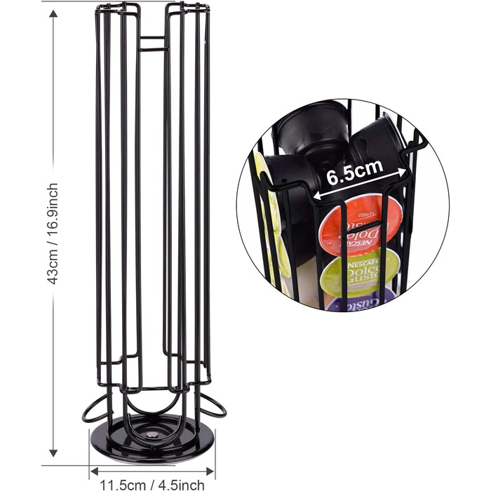 Підставка для капсул Nespresso (40 шт) XIAPIA, чорна, обертова