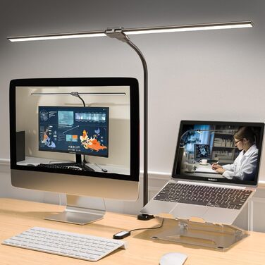 LED настільна лампа Rigors 60см з регулюванням яскравості, 900LM, захист очей, 5 кольорів, 10 рівнів яскравості, гнушкий 360° «лебединий» шийка, для офісу та дому