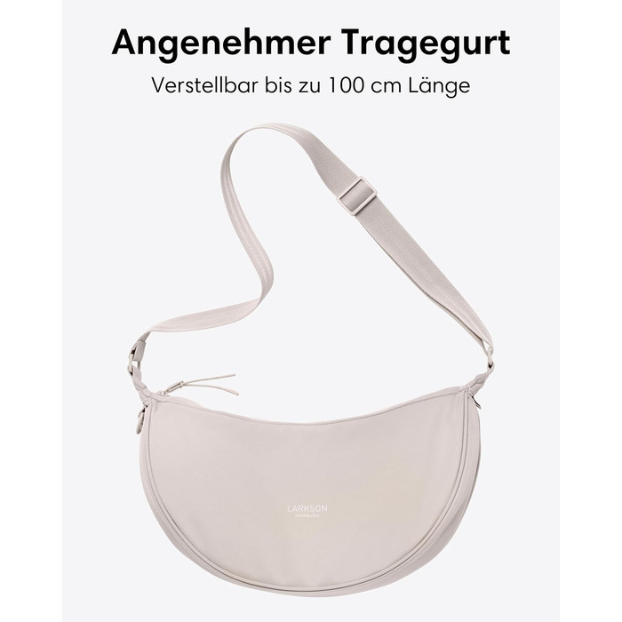 Сумка через плече LARKSON Solveig Medium бежева - Містка напівмісяць, водонепроникна (6.5 л)