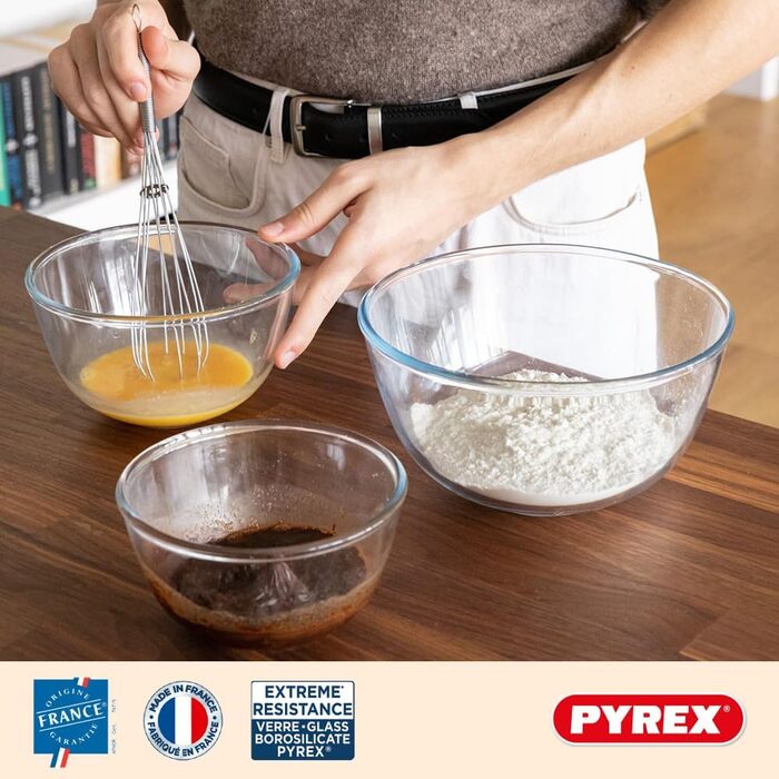 Pyrex® Prep & Store Glass Bowls with Lids, durable, 0.5 l, 1 l, 2 l, BPA-free, set of 3