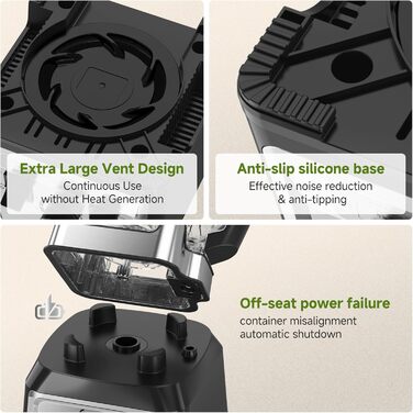 AMZCHEF 2000W Stand Mixer - 2L High-Power Blender with 8 Speeds & 4 Pre-Programs (Crushed Ice, Smoothies, Meat Mixing) - BPA-Free Black