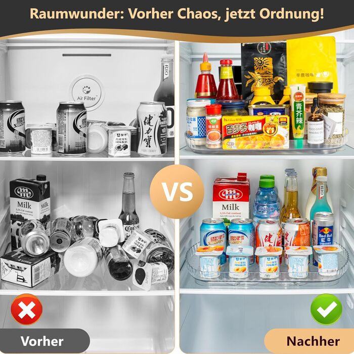 Frostswing – Refrigerator Organizer for Maximum Visibility, Multifunctional Rotating Tray, Practical Kitchen Organizer, Rotating Tray Organizer, Perfect Kitchen Storage & Organization