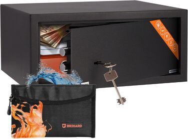 Сейф для бізнесу Brihard Business XL Tresor з ключовим замком, 50x35x36 см, сірий титан (для ноутбука 20x43x35 см)