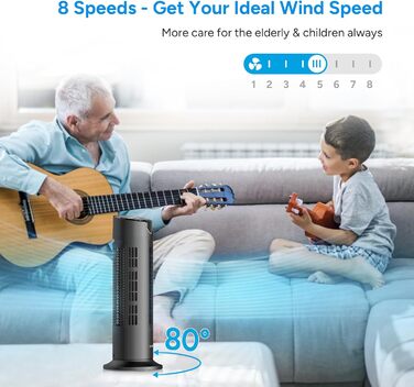 DR.PREPARE Турбовентилятор 16 дюймів з DC мотором 12W, настільний з пульт, 25dB, 8 швидкостей, таймер 1-8 год, тихий вентилятор для спальні, офісу, жовтий