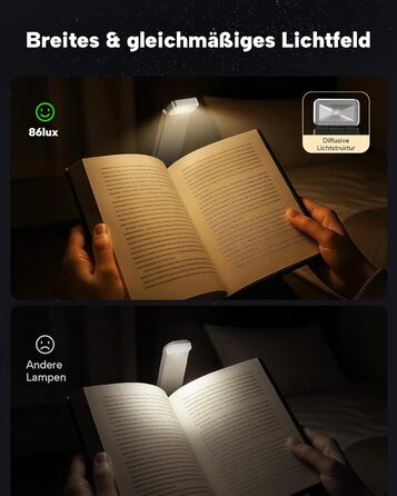 LED кріпильна лампа для читання 86lux - перезарядна, 3 кольори, регулювання яскравості, сіра