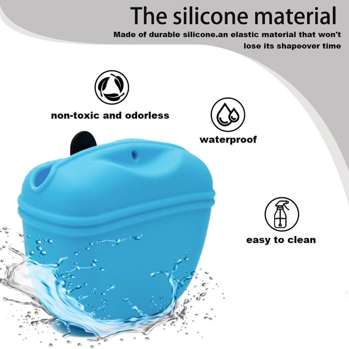 Силіконові мішечки для корму для собак, магнітні мішечки для корму для домашніх тварин для прогулянок та тренувань на відкритому повітрі (1 шт., ) (Чорний та небесно-блакитний)