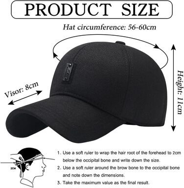 Чоловіча зимова кепка basecap з відкидними навушниками, унісекс, бейсболка з клапанами, повсякденний спортивний стиль, шапка-кепка (чорна)