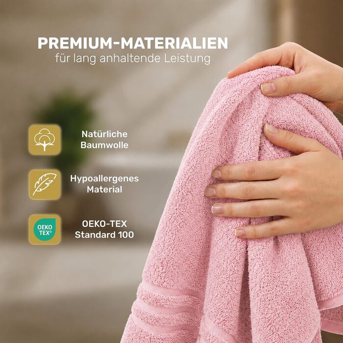 Набір рушників для рук Lavea Elena (8 шт), 100% бавовна, гігроскопічні та м'які, пастельно-рожеві, 50x100 см