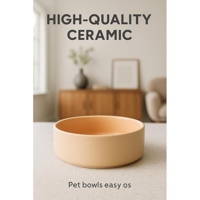 Миска для собак з кераміки, велика, 1.2л, антиковзаюча, бежево-зелена, Flamingo Anca, 1.2 л