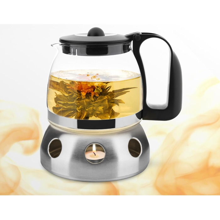 Скляна чайник T24 з ситечком, 1250 мл (без підставки)