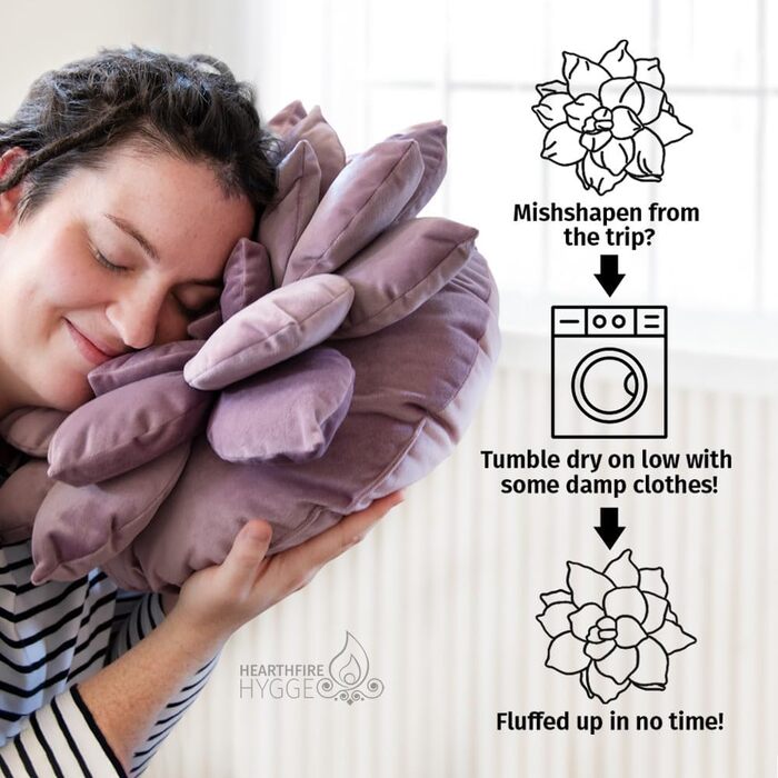 Hearthfire Hygge 3D Large Succulent Pillow, 16.8 inches, Soft Violet Leaf Pillow, Flower-Shaped Pillow, Succulent Decor, Cactus Pillow, Flippy Decorative Pillow, Cactus Plush, Succulent Pillow