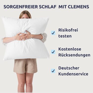 Clemens Soft 2-Piece Down Pillow Set 40x80 cm (500g) - Pillows made of European Down 30% and Feathers 70%, Feather Pillow Combination Set - Soft Down Pillow Set for Back and Stomach Sleepers Soft SET 40 x 80 cm