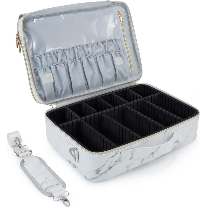 Cosmetic Bag Large Travel Make up Bag Toiletry Bag Cosmetic Suitcase Wash Bag Makeup Bag Beauty Case Travel Luggage, (Marble)