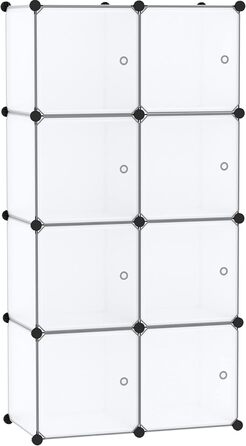 C&A HOME USBTM3TM3 Cube Storage Organizer with Doors, 8-Cube Shelf, Cabinet, DIY Plastic Modular Bookshelf, Living Room, 63 cm L x 31.5 cm W x 122.9 cm H White 008B-. Door