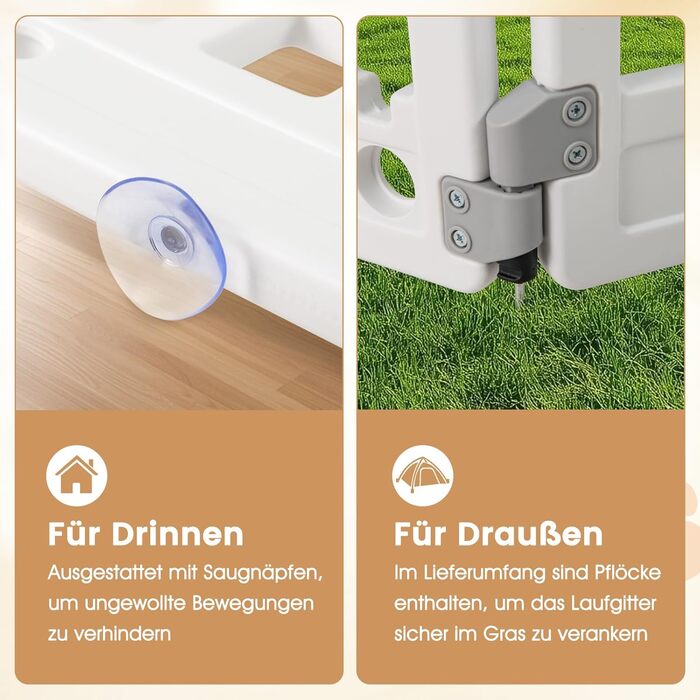 Клітка для цуценят GYMAX 60/75 см, 6 панелей, з замком та кріпленням для підлоги, для дому та вулиці, біла