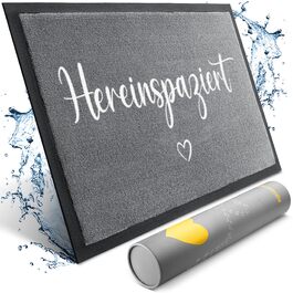 Килимок для дому Hereinspaziert 40x60 см: мийний, для порогу, з написом та серцем