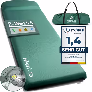 HIKENTURE Self-Inflating Sleeping Pad, 8CM Thick Foam Camping Mattress, Self-Inflating Air Mattress, Comfortable Sleeping Mat for Outdoor, Tent, Hiking (Dark Green)