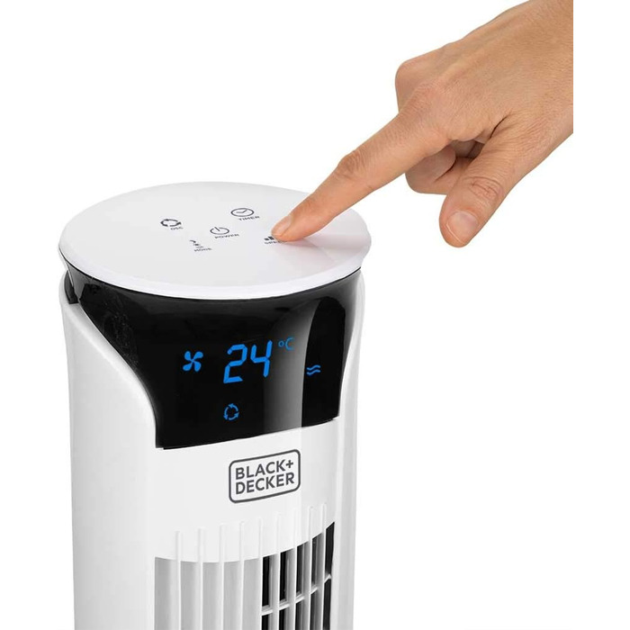 Турбовентилятор BLACK+DECKER BXEFT47E: 45W, 3 швидкості, таймер 12h, висота 81 см, білий, з пультом ДУ