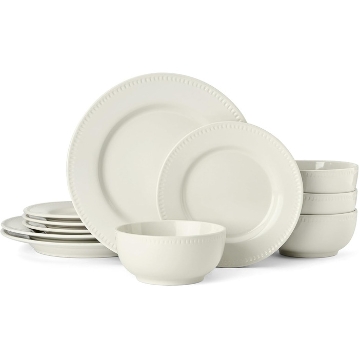 Набір посуду Mikasa Cranborne (12 предметів) - керамічний сервіз для 4 осіб, зелений (з подарунковою коробкою)