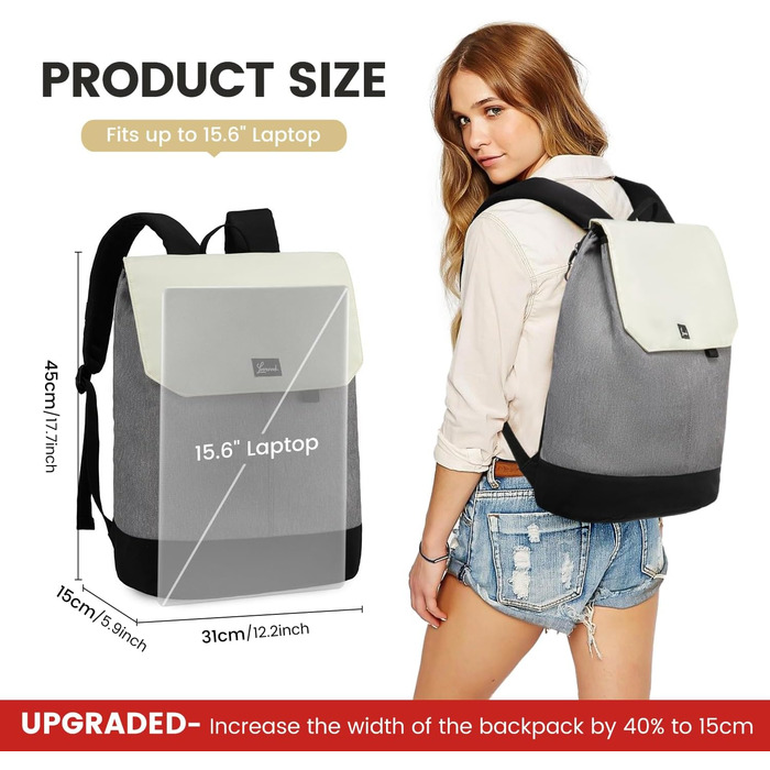 LOVEVOOK Рюкзак для підліток, дівчаток: водонепроникний, з відділенням для ноутбука 15.6