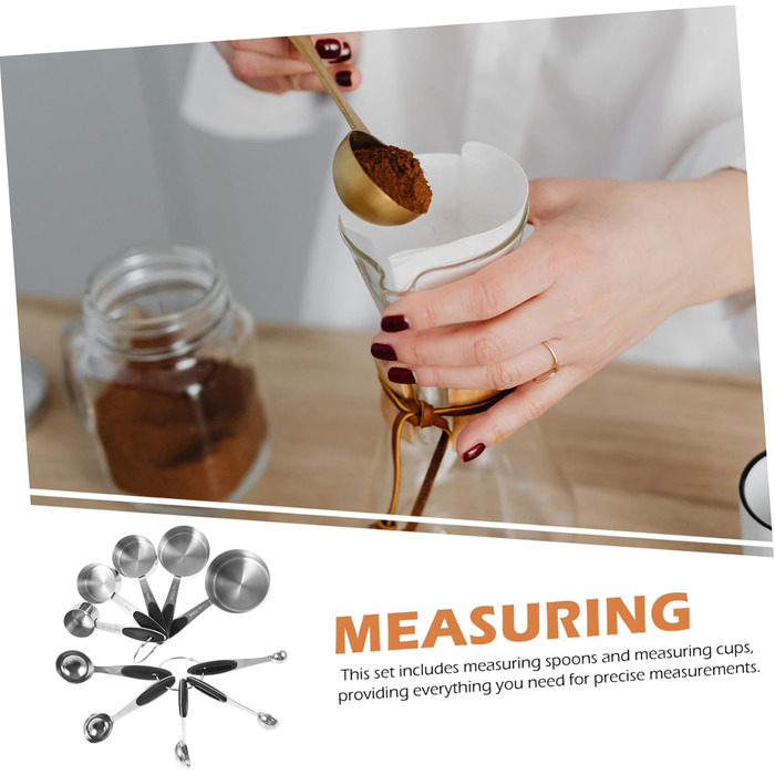 Cabilock 1 Set Stainless Steel Measuring Spoons Coffee Cups with Lid Teaspoons Pantry Cup Measuring Dry Measuring Cups Measuring Table Measuring Cups Utensil Gadgets Silica Gel
