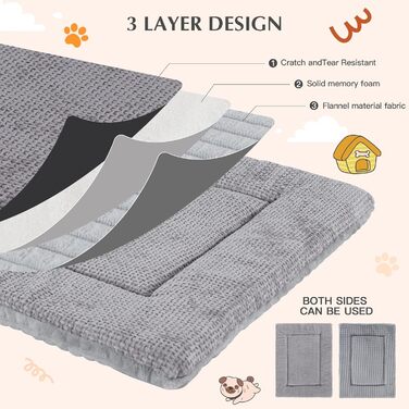Килимок для собак Vejaoo XZ016 сірий, 60x45 см: миється, м'який, теплий