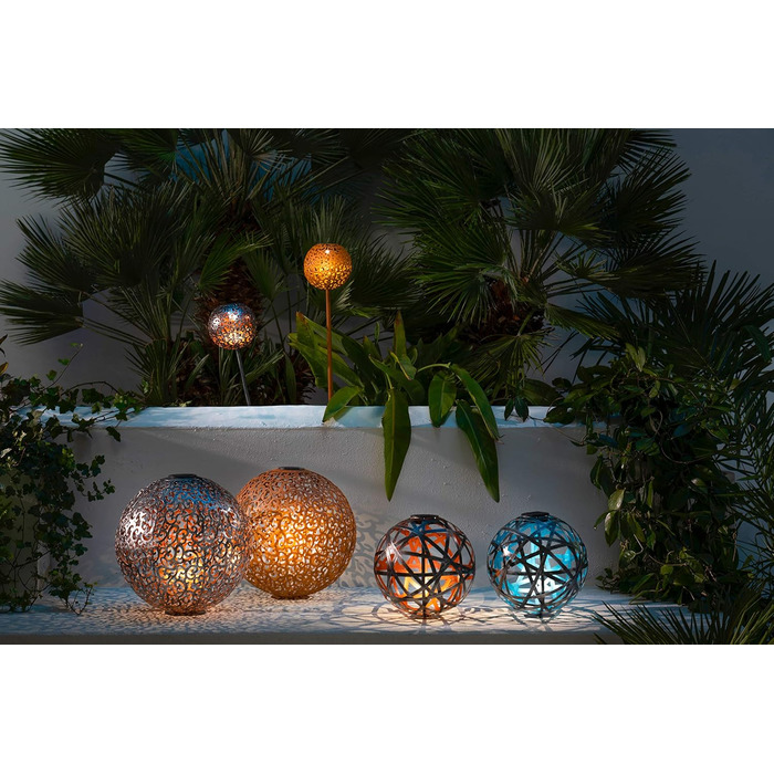 Dehner Solar Globe Luanda, Ø 30 cm, Metal, Silver/Copper