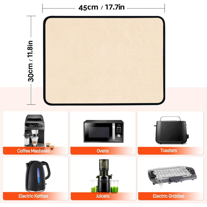 Термостійкий килимок 40 x 45 см - 1 мм, захист від нагріву для фритюрниці, вогнестійкий килимок для кухонних стільниць, масло- та водонепроникний, легко миється, 1 шт. (Хакі, 30x45x0.1 см)