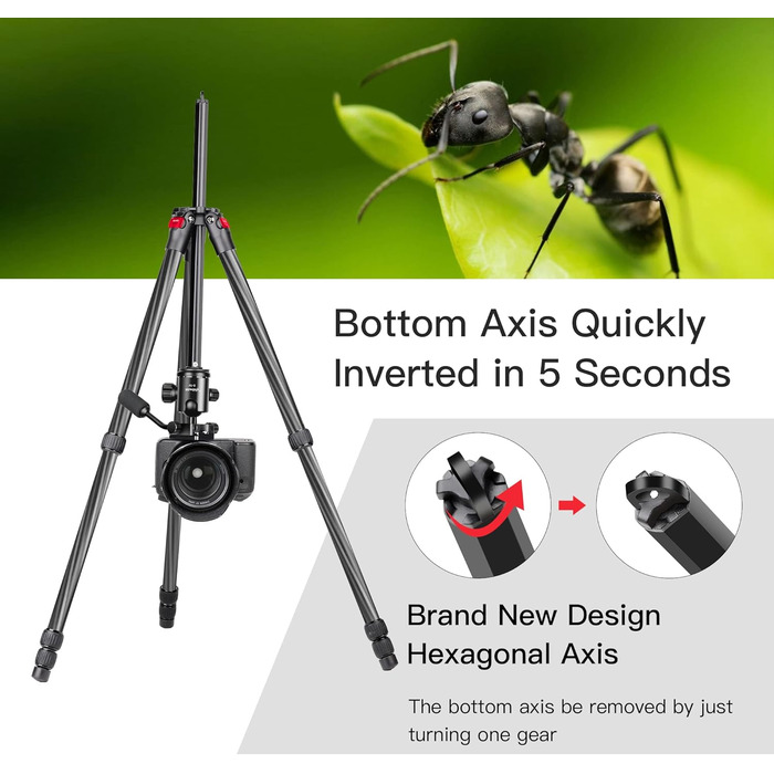 Штатив Manbily 63' з вуглецевого волокна з кульковою головкою 360° - монопод для подорожей, знімний хват, швидка пластина - штатив для DSLR Canon Nikon Sony YF-0 з хватом
