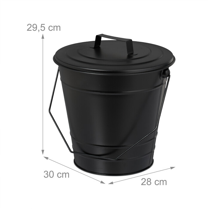 Relaxdays Ash Bucket with Lid, 7 Liter