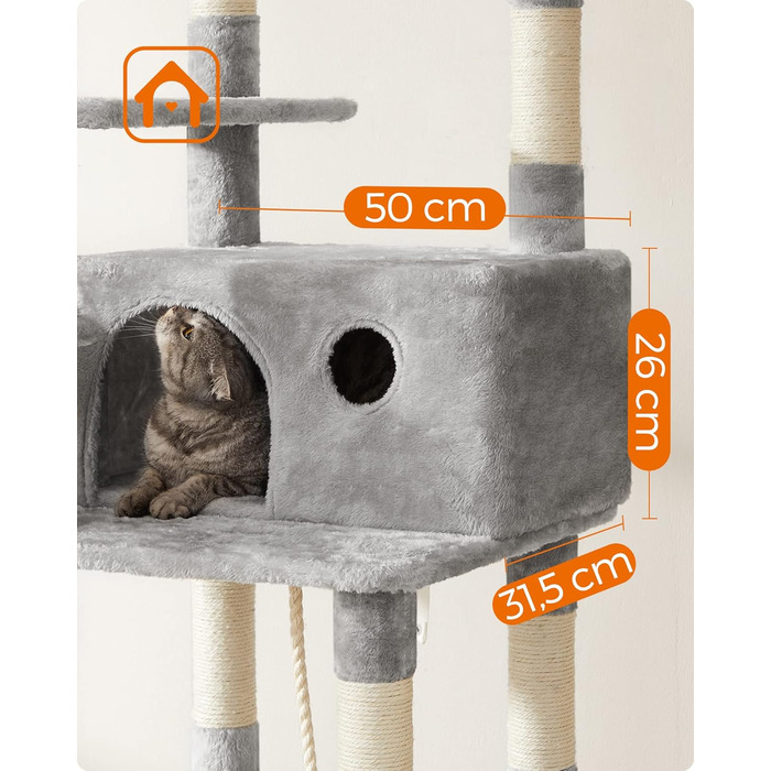 Драбина для котів Feandrea, XXL, 164 см, світло-сіра, PCT087W01